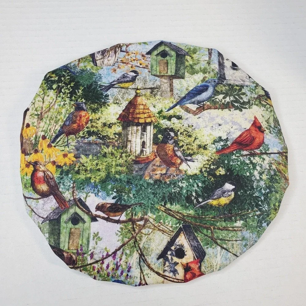 Wild Birds Birdhouse / Gray Reversible KitchenAid Mixer‎ Mixing Bowl Cover Decor